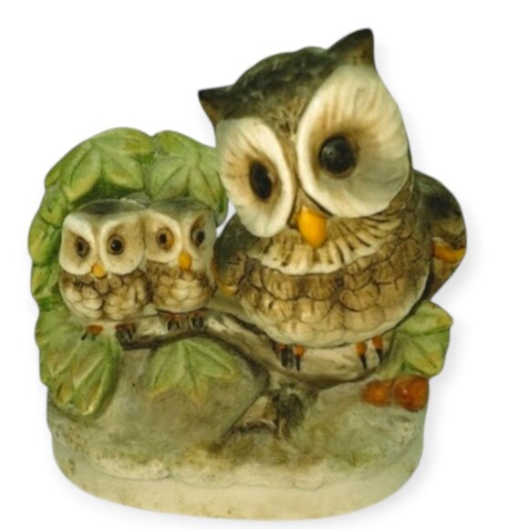 Vintage Homco Porcelain Owl & Owlets Figurine 1970s | EUC - Picture 1 of 2